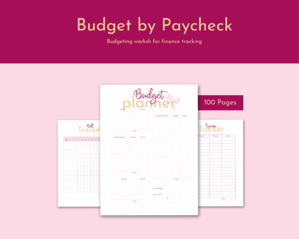 Printable Budget by Paycheck Workbook Planner Bundle